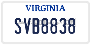 SVB8838  license plate in VA