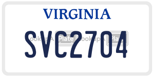 SVC2704  license plate in VA