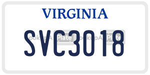 SVC3018  license plate in VA