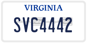 SVC4442  license plate in VA