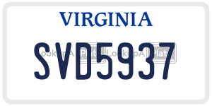 SVD5937  license plate in VA