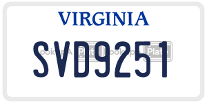 SVD9251  license plate in VA
