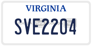 SVE2204  license plate in VA