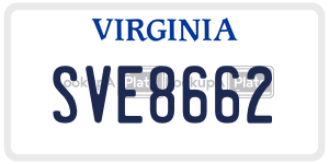 SVE8662  license plate in VA