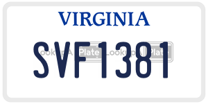 SVF1381  license plate in VA