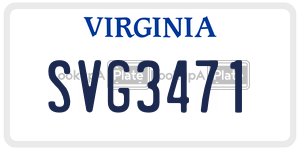 SVG3471  license plate in VA