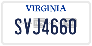 SVJ4660  license plate in VA