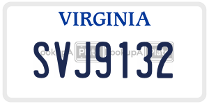 SVJ9132  license plate in VA