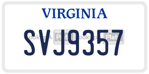 SVJ9357  license plate in VA