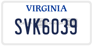 SVK6039  license plate in VA