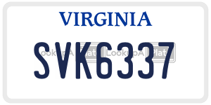 SVK6337  license plate in VA