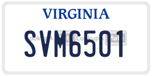 SVM6501  license plate in VA