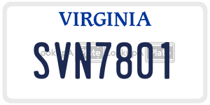 SVN7801  license plate in VA