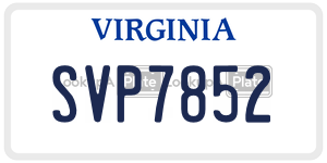SVP7852  license plate in VA