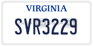 SVR3229  license plate in VA