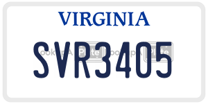 SVR3405  license plate in VA