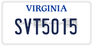 SVT5015  license plate in VA
