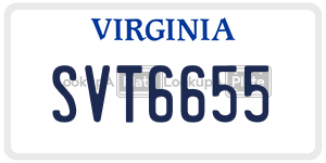 SVT6655  license plate in VA
