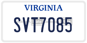 SVT7085  license plate in VA