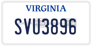 SVU3896  license plate in VA