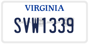 SVW1339  license plate in VA