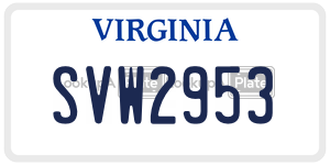SVW2953  license plate in VA
