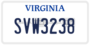 SVW3238  license plate in VA