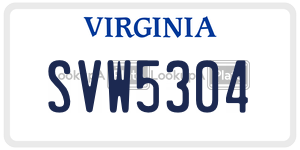 SVW5304  license plate in VA