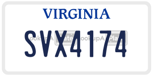 SVX4174  license plate in VA