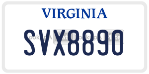 SVX8890  license plate in VA