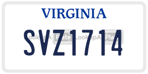 SVZ1714  license plate in VA