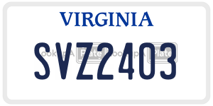SVZ2403  license plate in VA