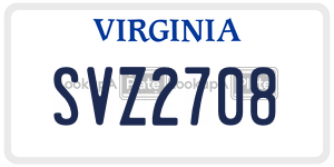 SVZ2708  license plate in VA