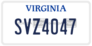 SVZ4047  license plate in VA