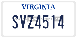 SVZ4514  license plate in VA