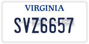 SVZ6657  license plate in VA