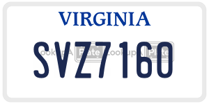 SVZ7160  license plate in VA