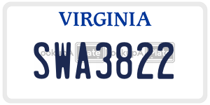 SWA3822  license plate in VA