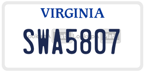 SWA5807  license plate in VA