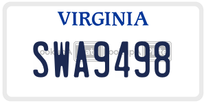 SWA9498  license plate in VA