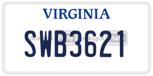 SWB3621  license plate in VA