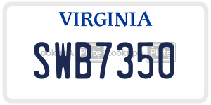 SWB7350  license plate in VA