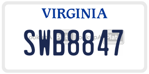 SWB8847  license plate in VA