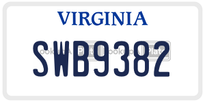 SWB9382  license plate in VA