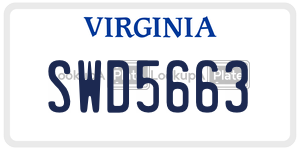 SWD5663  license plate in VA