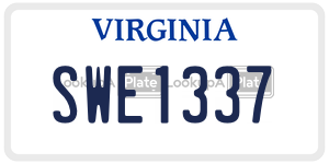 SWE1337  license plate in VA