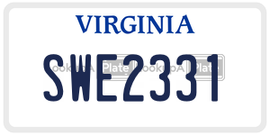 SWE2331  license plate in VA