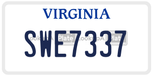 SWE7337  license plate in VA