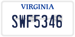SWF5346  license plate in VA