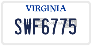 SWF6775  license plate in VA